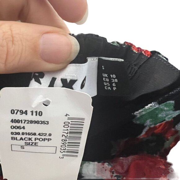 NWT Rixo Bridgette Black Red Sweetheart Neckline Velvet Floral Print Long Sleeve - Picture 7 of 12